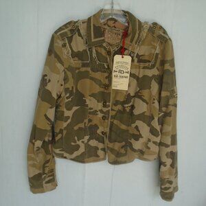 Da-Nang Womens Silk Blend Military Shirt Jacket Size S Camouflage Multicolor NWT
